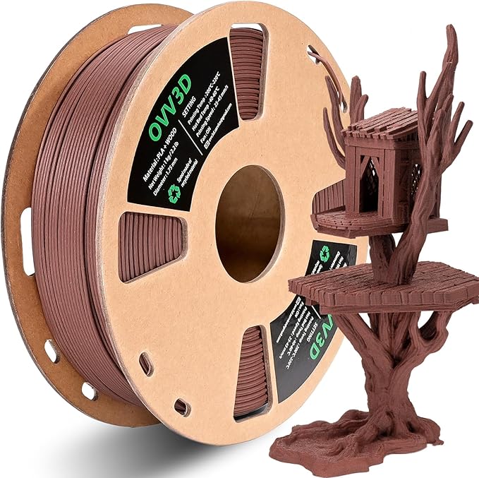 OVV3D Wood PLA Filament 1.75mm, Cherrywood Filament 3D Printer Filament, Add More Than 30% Real Wood Fiber, Matte Frosted 3D Filament, 1.75 PLA 3D Printing Filament by OVV3D