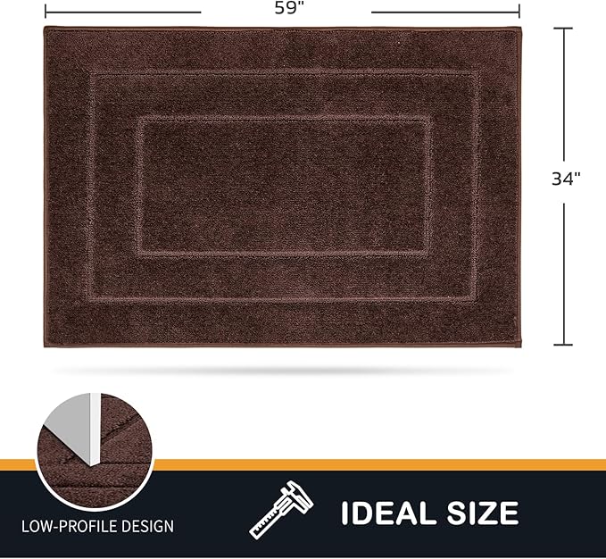PURRUGS Dirt Trapping Door Mat 34" x 59", Non-Slip/Skid Machine Washable Entryway Area Rug, Dog Doormat, Super Absorbent Welcome Mat for Muddy Wet Shoes and Paws, Brown - Image 2