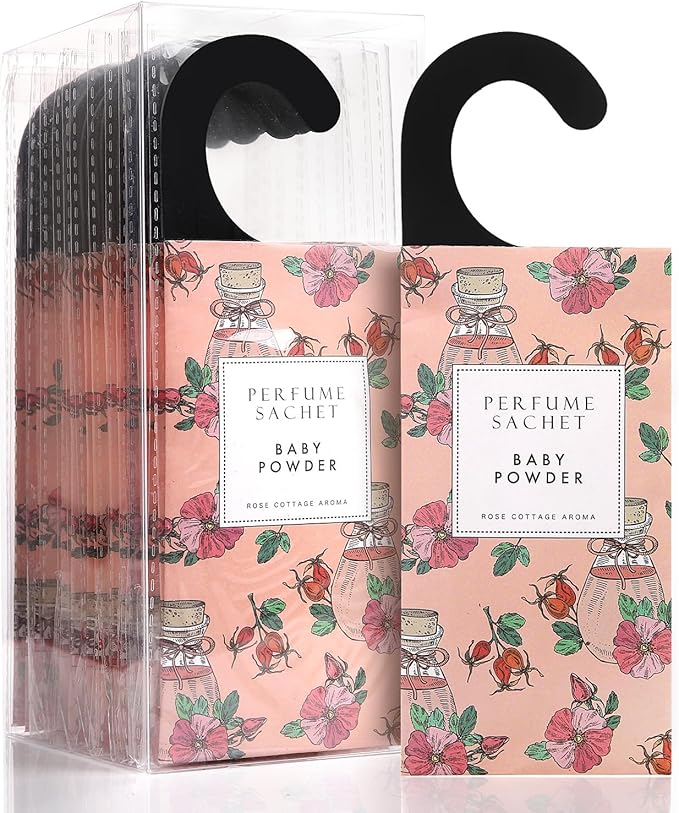 ROSE COTTAGE Large 12 Packs Baby Powder Hanging Closet Air Freshener Scented Sachets Long Lasting Smell Goods by ROSECOTTAGE