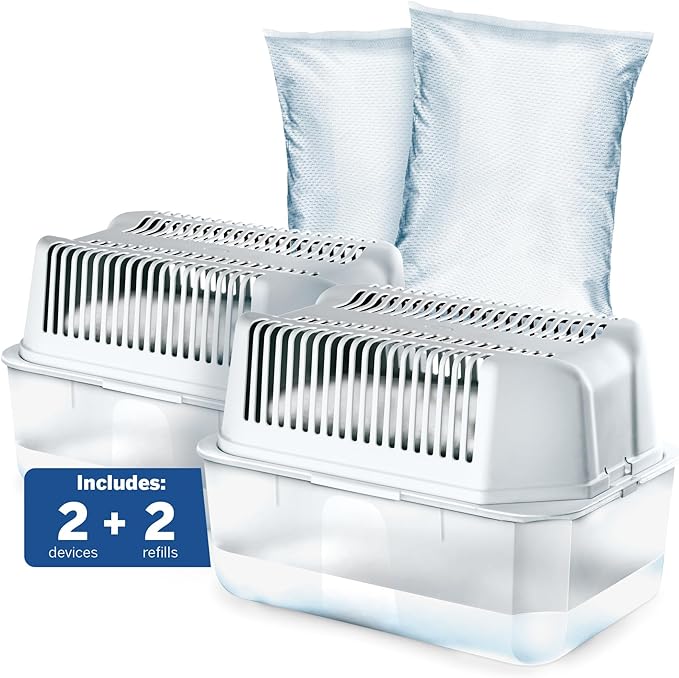 HUMYDRY Moisture Absorber Dehumidifier Device, Magnum Pack of 2 Devices of 35.3 Oz With 2 Pre-Measured Refills, Fragrance Free Humidity Absorber For Basements Bedrooms And Large Enclosed Spaces - Image 2