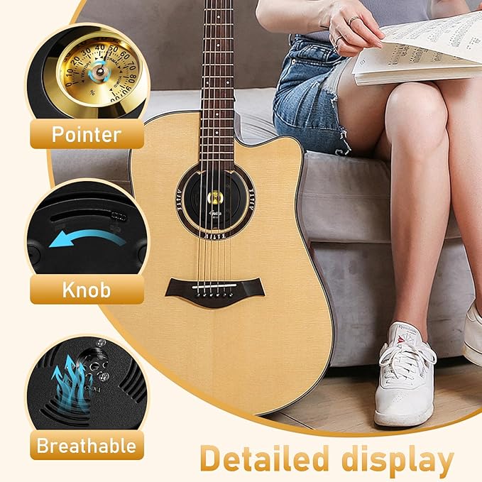 GUITTO Guitar Humidifier Acoustic Soundhole Cover, 2 in 1 Humidity, Suitable for Most Standard Sound Holes (4'' to 4.3'') GHD-04 - Image 2