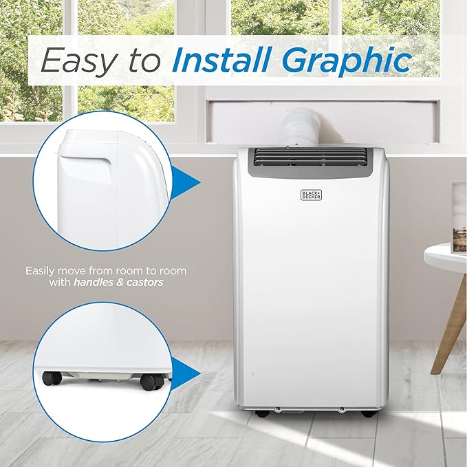 BLACK+DECKER 12,000 BTU Portable Air Conditioner with 9,000 BTU Heating, 4-in-1 AC, Heater, Dehumidifier and Fan, Portable AC Unit with Remote Control, Window Kit Included, White, BPP08HWTB - Image 6