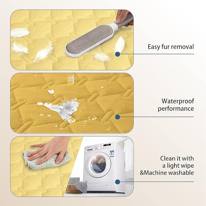 gogobunny 100% Double-Sided Waterproof Dog Bed Cover Pet Blanket Sofa Couch Furniture Protector for Puppy Large Dog Cat, Reversible (40x50 Inch (Pack of 1), Dark Yellow/Light Yellow) - Image 8