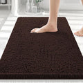 Smiry Luxury Chenille Bathroom Rugs 30x20, Extra Soft and Absorbent Shaggy Bath Mat, Machine Washable, Non-Slip Plush Carpet Runner for Tub, Shower, and Floor, Home Decor Accessories, Brown by Smiry