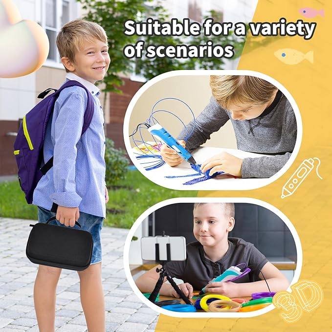 Case Compatible with 3Doodler Start+ Essentials for 3D Pen Set for Kids, Carrying Holder Fit for Printing Pens, Storage Organizer for Printing Filament Refill, Micro-USB Charger (3D-04A-Black) - Image 7
