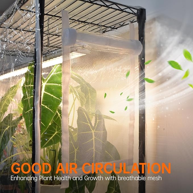 Bstrip Indoor Greenhouse with Grow Light, 5 Tier 47.2"x17.8"x71" Metal Shelf Portable Greenhouse for Winter with 4 Pack 3 Color Modes Plant Lights, Timer & Cover for Indoor Plant, Seed Starting Trays - Image 3