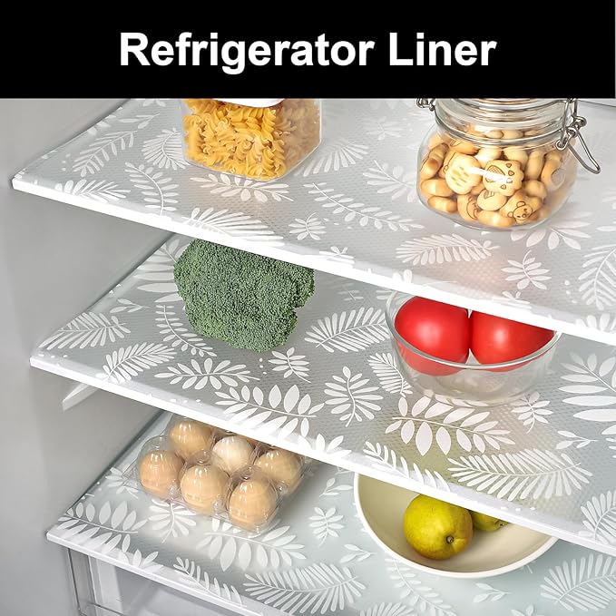 Cooyes Shelf Liners for Kitchen Cabinets Waterproof & Oil-Proof Kitchen Cupboard Mats Non-Slip Drawer Mats EVA Material Non Adhesive Fridge Liner for Shelves（11.8" W x 236" L） - Image 4