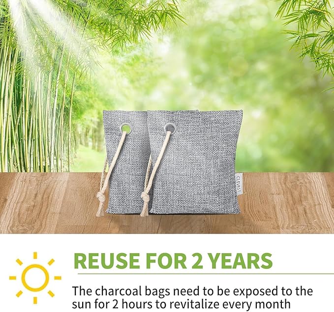 CLEVAST 16 Pack Activated Bamboo Charcoal Air Purifying Bags(8x100g, 8x50g), Natural Fresh Odor Absorber, Deodorizer and Moisture Eliminator, Air Purifier Bags for Home, Closet, Car Air freshener - Image 5