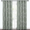 NICETOWN Greyish Green Curtain Panels for Bedroom, 2 Panels, 52 x 84 inch, Thermal Insulated Wave Line Foil Print Design Drapes for Patio Sliding Glass Door Spring Home Decor by NICETOWN