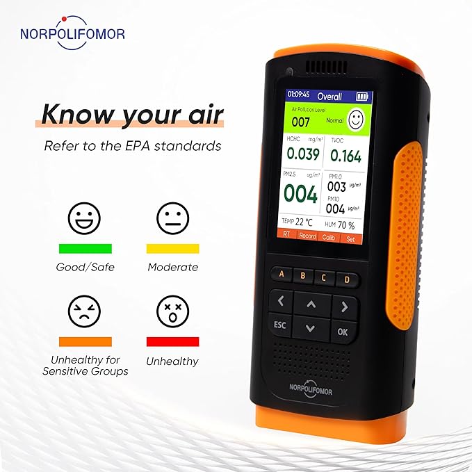 Indoor Air Quality Monitor,AQI Meter for PM2.5 VOC,Air Quality Tester for Formaldehyde,Air Quality Detector Meters for Home,School,Office - Image 4