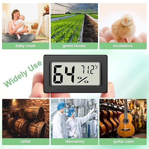 6-Pack Mini Hygrometer Indoor Humidity Meter, Mini Digital Thermometer Humidity Gauge Meter, Indoor Thermometer Hygrometer Monitor Fahrenheit (℉) for Reptile Thermostat, Jars Reptile, Fridge - Image 5