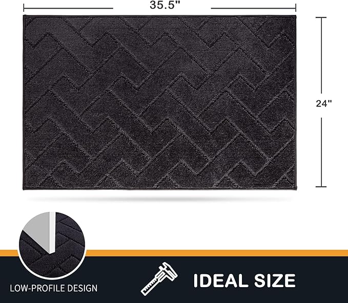 PURRUGS Dirt Trapping Door Mat 24" x 35.5", Non-Slip Machine Washable Entry Rug, Dog Doormat, Indoor Front Door Mat, Super Absorbent Entryway Rug for Muddy Shoes & Paws, Black - Image 2