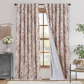 jinchan Blackout Floral Curtains Linen Blend Curtain for Living Room 96 Inch Length Farmhouse Brick Red Flower Printed Drapes for Bedroom Rod Pocket Back Tab Curtains Set 2 Panels by JINCHAN