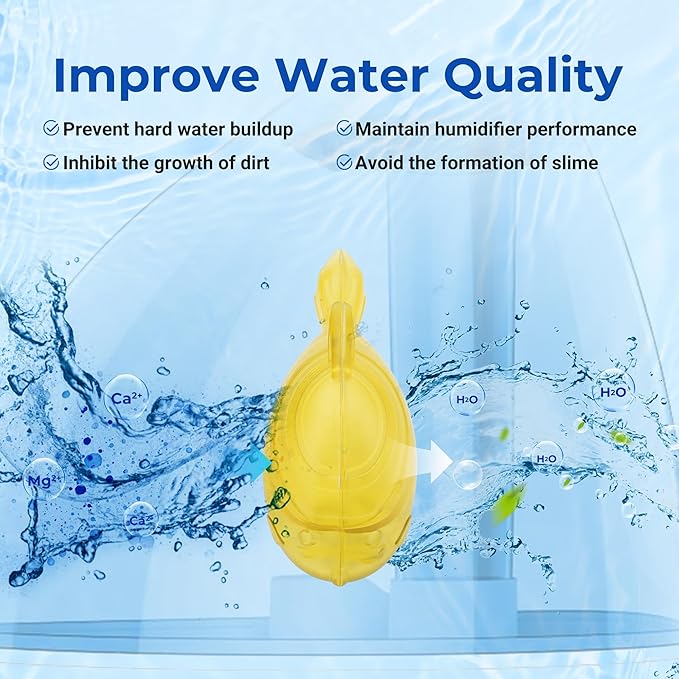 Funmit Humidifier Cleaning Fish, 12 Pack Humidifier Cleaner for Humidifiers and Fish Tanks, Purifies Water, Prevents Hard Water Build-Up, Reduces Scale, Yellow - Image 5