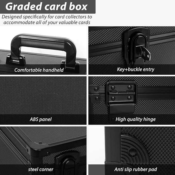 Graded Card Case - Aluminum Alloy Graded Card Storage Box Compatible with 40 Card Slabs, Sports Trading Card Case Fits PSA, CSG, BGS - Image 4