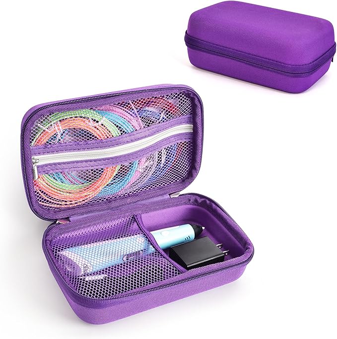 Case Compatible with 3Doodler Start+ Essentials for 3D Pen Set for Kids, Carrying Holder Fit for Printing Pens, Storage Organizer for Printing Filament Refill, Micro-USB Charger (3D-04A-Purple) by TATAVR