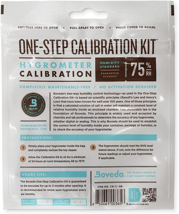 Boveda for Cigars | One-Step Calibration Kit | Preloaded with 75% RH Humidity Control Pack | Precise Salt Test for Digital and Analog Hygrometers and Humidity Sensors | 1-count - Image 2