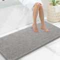 Smiry Luxury Chenille Bathroom Rugs 47x20, Extra Soft and Absorbent Shaggy Bath Mat, Machine Washable, Non-Slip Plush Carpet Runner for Tub, Shower, and Floor, Home Decor Accessories, Light Grey by Smiry