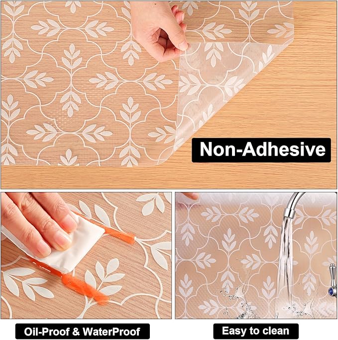 Cooyes Shelf Paper for Kitchen Cabinets Non Adhesive, Waterproof & Oil-Proof Kitchen Drawer Liner for Refrigerator Drawer Fridge Cupboard (23.6 Inch W x 354 Inch L) - Image 6