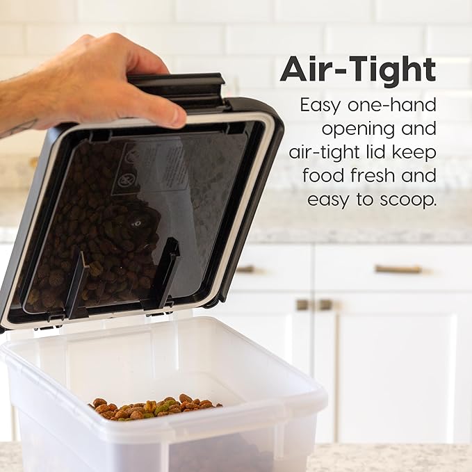 IRIS USA Airtight Dog Food Storage Container, Up to 10 lbs Each, 2 Pack, for Dog Cat Bird and Other Pet Food Storage Bin, Keep Fresh, Translucent Body, BPA Free, Clear/Black - Image 4