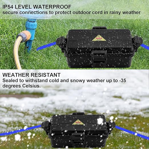 Outdoor Electrical Box Waterproof IP54 Black Outdoor Extension Cord Cover(Inner 6.5 x 3.5 x 2.2inch), Wall-Hangable Waterproof Box for Plug, Halloween, Christmas String Lights (1 PCS Black) - Image 4