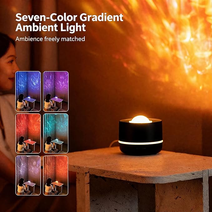 3-in-1 Galaxy Projector Humidifier & Essential Oil Diffuser, 7-Color Rotating Star Night Light with Healing Water Wave Lighting, Aromatherapy for Relaxation & Sleep, for Bedroom Home Decor - Image 7