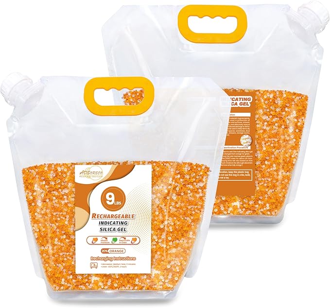 Silica Gel Desiccant Beads – Reusable Desiccant Bulk 3mm Beads for 3D Filament, Electronics, Cameras, Jewelry, and Safes (Orange White MIX, 9 LBS) by SorbcoPackagingLLC