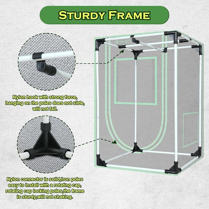 2x2 Grow Tent, 24"x24"x36" 600D Mylar Hydroponic Growing Tents for Plants Inside Reflective Grow Tent Growing Room Hydroponic System - Image 7