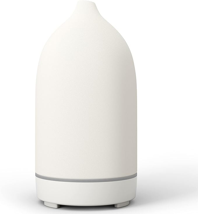 Essential Oil Diffusers,Handmade Ceramic Aromatherapy Diffuser for Room and 9 Colors Night Light for Home,Auto-Off (White) by ENILYMDIFFUSER