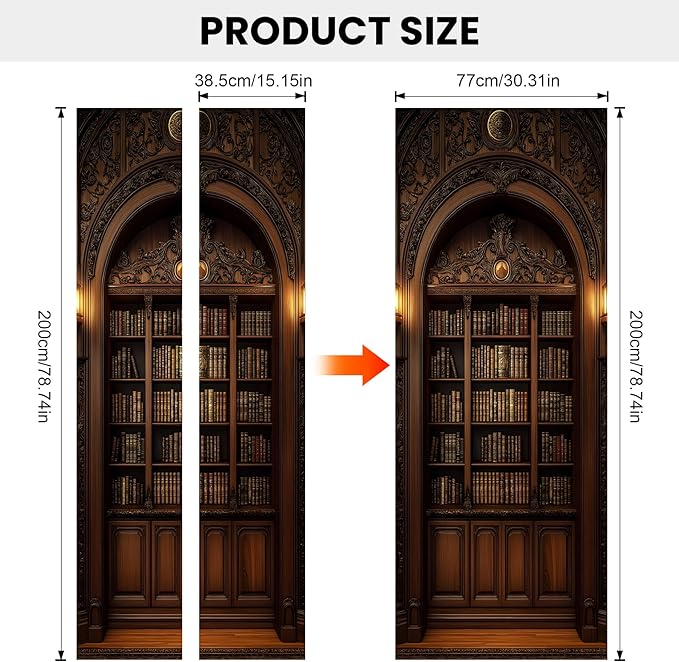 3D Door Decals Stickers Peel Stick Wall Murals Vinyl Wallpaper Self-Adhesive Mural Door Covers Decorative for Furniture Home Decor Wrinkle-Resistant Waterproof - Image 3