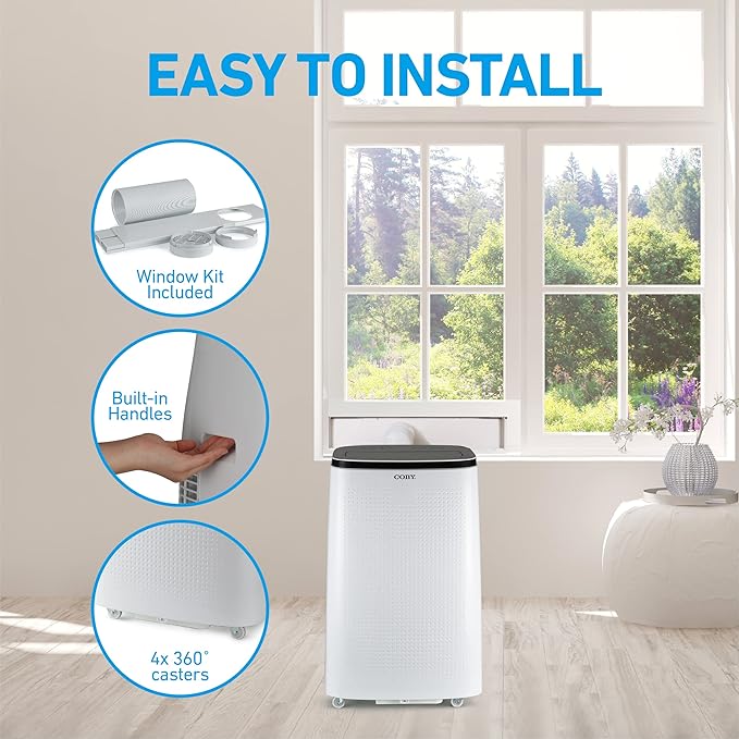COBY Portable Air Conditioner 4-in-1 AC Unit, Heater, Dehumidifier & Fan, Air Conditioner 15,000 BTU Portable AC Unit with Remote Control for Rooms up to 775 Sq. Ft., 24-Hour Timer, & Installation Kit - Image 5