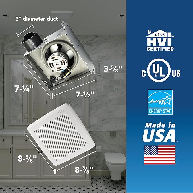 Broan-Nutone® Bathroom Exhaust Fan, 50 CFM Modern Grille, Energy Star Fan, 2.0 Sones - Image 4