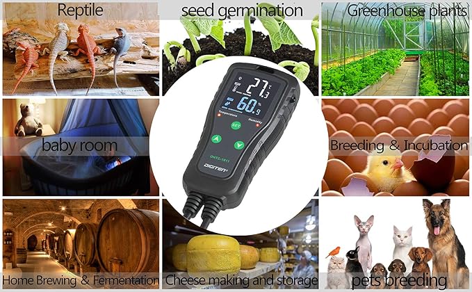 Temperature & Humidity Controller - Outlet Plug-in Thermostat & Humidistat for Reptiles & Greenhouses - Dual Stage Pre-Wired Electronic Controller - Image 2