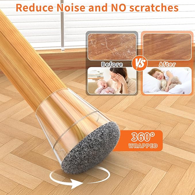 24 Pcs Silicone Chair Leg Floor Protectors Extra Small，Grey Chair Leg Covers to Protect Wood/Tile/Floors Scratches,Felt Pads Chair Leg Caps No Noise - Image 3