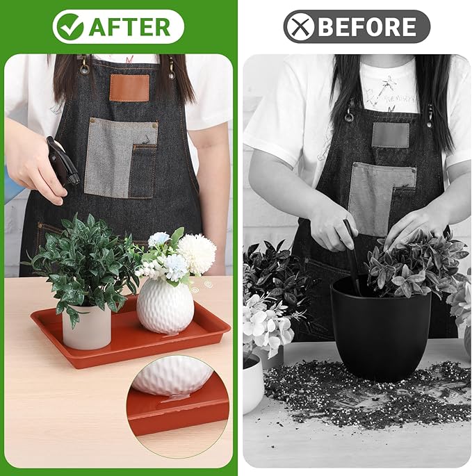 GREANER 11 Inch Red Plant Saucer, 3 Packs Plastic Plant Trays for Pots, Plant Water Catcher Tray for Indoors Outdoor, Flower Planter - Image 5