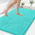 Smiry Luxury Chenille Bathroom Rugs 40x32, Extra Soft and Absorbent Shaggy Bath Mat, Machine Washable, Non-Slip Plush Carpet Runner for Tub, Shower, and Floor, Home Decor Accessories, Turquoise by Smiry