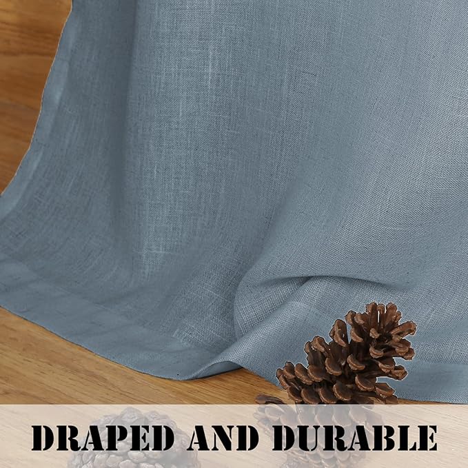 H.VERSAILTEX Light Filtering Linen Textured Curtains for Living Room Window Treatment Natural & Durable Privacy Added Draperies/Drapes/Panels/Treatment, Rod Pocket (2 Pack, 52 by 54 Inch, Stone Blue) - Image 6