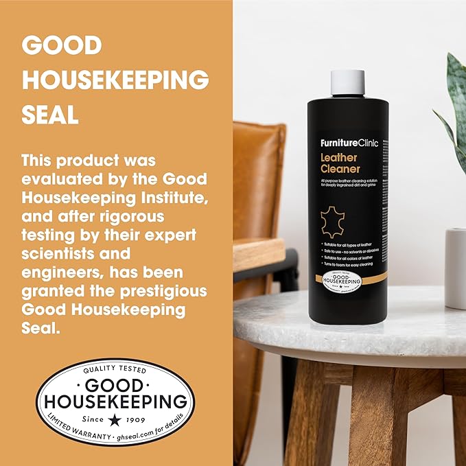 Furniture Clinic Leather Cleaner | Non-Toxic | Removes Dirt & Grime | All-Purpose Cleaning Solution for Couches, Car Seats, Purses, Shoes & Saddles | Restores All Leather Types | 17oz / 500ml - Image 5
