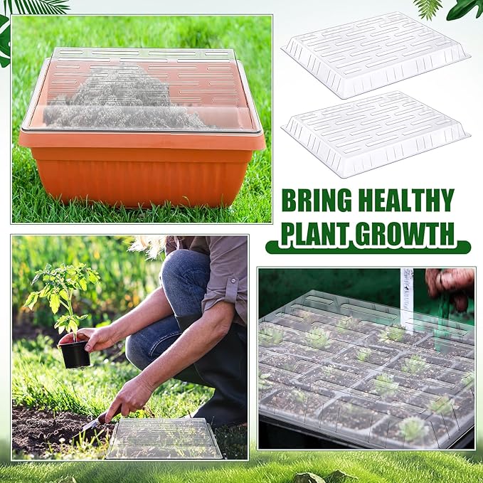 20 Pack Clear Plastic Humidity Domes for Seed Starting 13.7 x 10.5 x 1.2 Inches Transparent Grow Covers for Seed Starter Plant Trays Covers for Germination and Garden Growing - Image 4