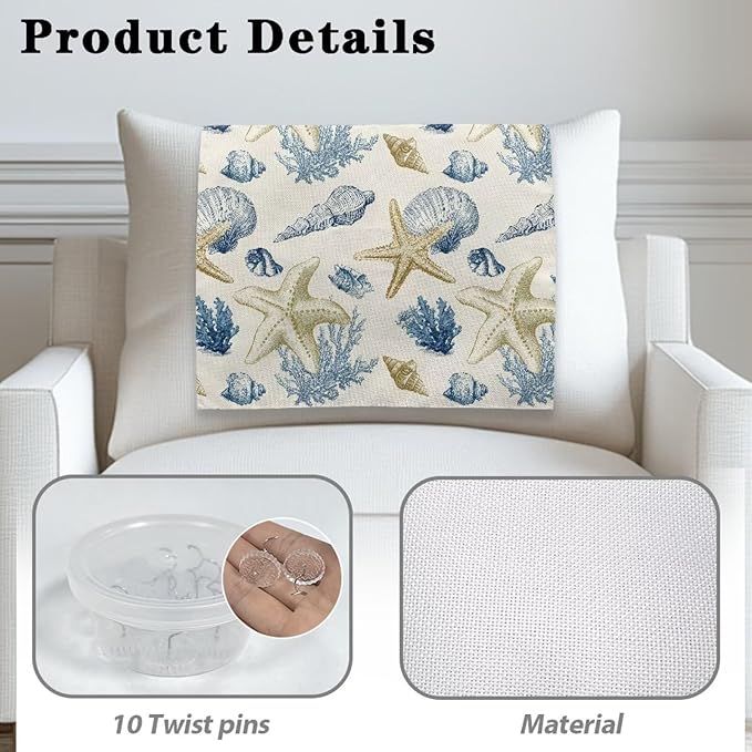 Beach Starfish Seashell Cover for Recliner Non-Slip Peach Flower Furniture Slipcover Washable Fabric Headrest Protector Couch Recliner Headrest Cover Living Room Decor - Image 3