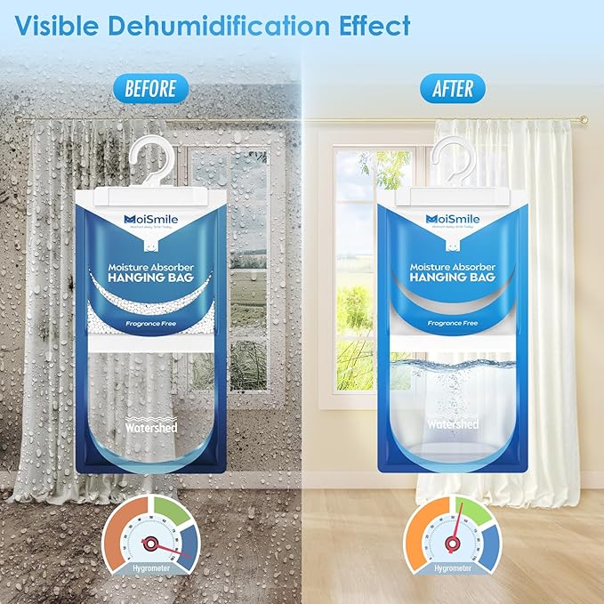 Moisture Absorbers 30 Pack Fragrance Free, Hanging Closet Dehumidifier Bags, Humidity Absorber, Compact Eliminates Odors Humidity Packs for Car, Bathroom, Bedroom, Basement, 9.8OZ - Image 2