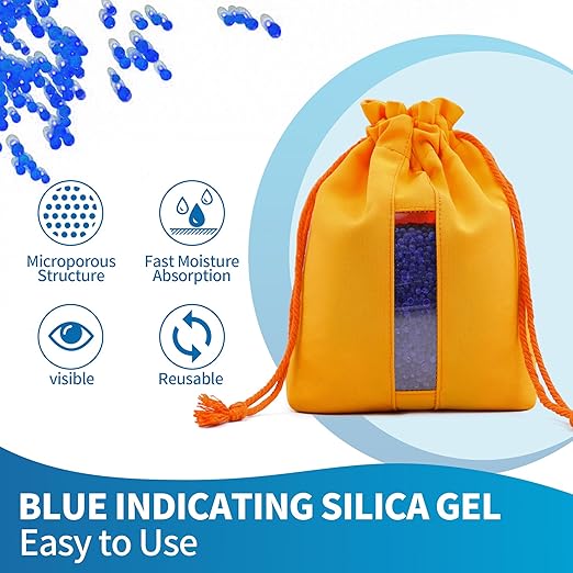 2X 500g Rechargeable Silica Gel Beads with 1 Cloth Bag, Indicating Blue Desiccants Beads [3-5mm] Moisture Absorber Desiccant Packs for Storage - Image 7