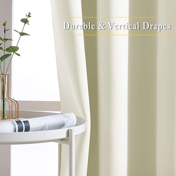 NICETOWN Room Darkening Beige Curtain 84 inch Length - Grommet Solid Thermal Insulated Doorway Drape Blackout Curtain Sound Reducing for Bedroom/Living Room (1 Panel, W66 X L84) - Image 4