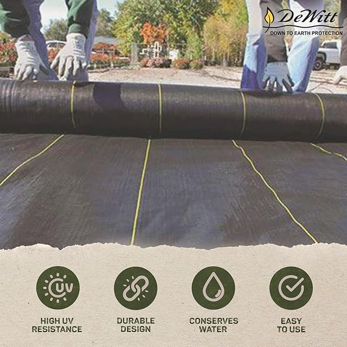 Dewitt 6-Pack Sunbelt Weed Barrier Fabric 3.2 oz, 4 x 300 Feet – Heavy-Duty Ground Cover Mat for Greenhouse Floors, Garden Rows, Raised Beds, Yard Gardening, and Outdoor Landscape Protection - Image 6