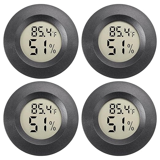 Mini Hygrometer Digital Thermometer Humidity Meter 4 Pack Hygrometer Thermometers Indoor/Outdoor Humidity Monitor Reptile Thermometer for Greenhouse Garden Cellar Fahrenheit(℉)/ Celsius(℃) by WEIMELTOY