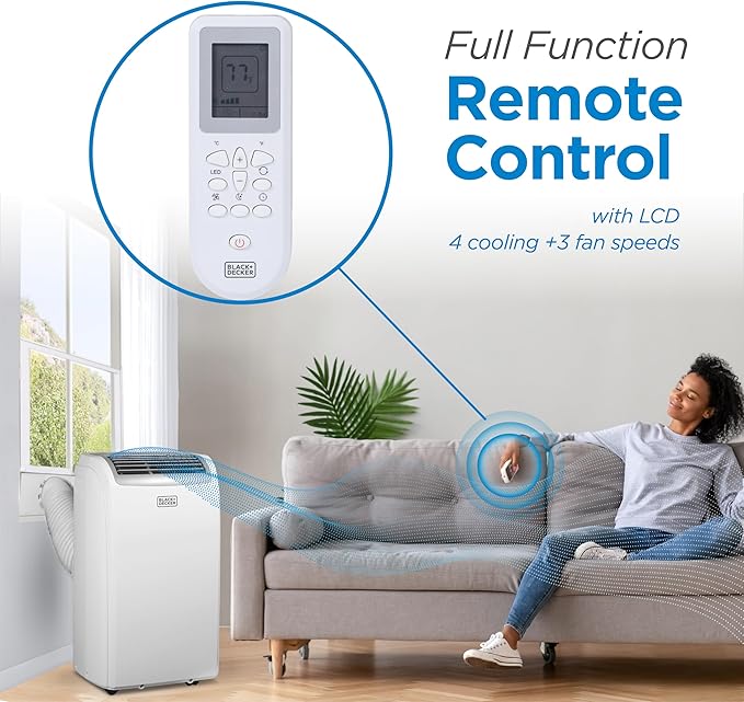 BLACK+DECKER 12,000 BTU Portable Air Conditioner with 9,000 BTU Heating, 4-in-1 AC, Heater, Dehumidifier and Fan, Portable AC Unit with Remote Control, Window Kit Included, White, BPP08HWTB - Image 2