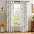 jinchan Linen Floral Curtains 84 Inch Length for Living Room Bedroom Light Filtering Farmhouse Peony Flower Drapes Rustic Window Curtain Set Rod Pocket Back Tab 2 Panels Blue by JINCHAN