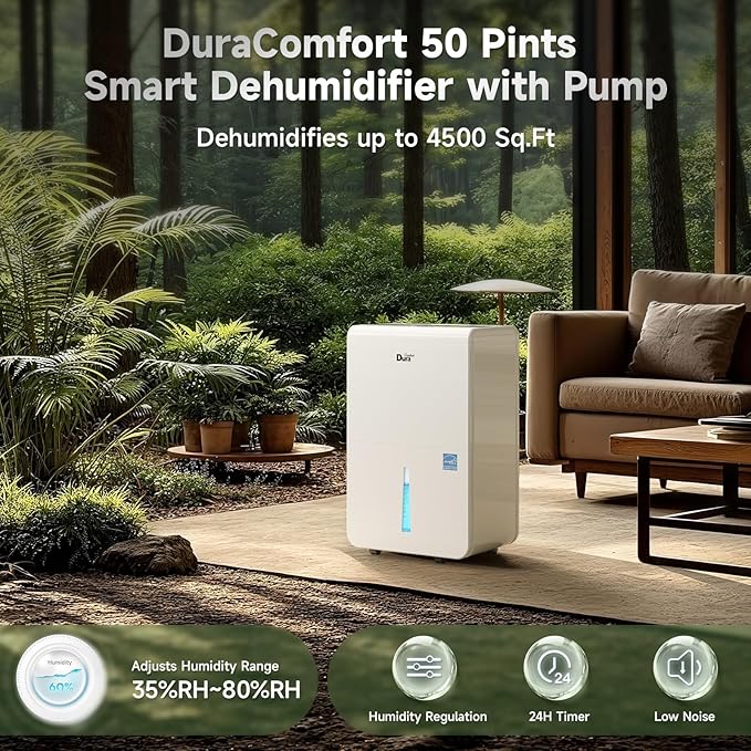 DuraComfort Dehumidifier for Basement Home with Pump,4500 Sq.ft 50 Pints With WiFi - Image 5