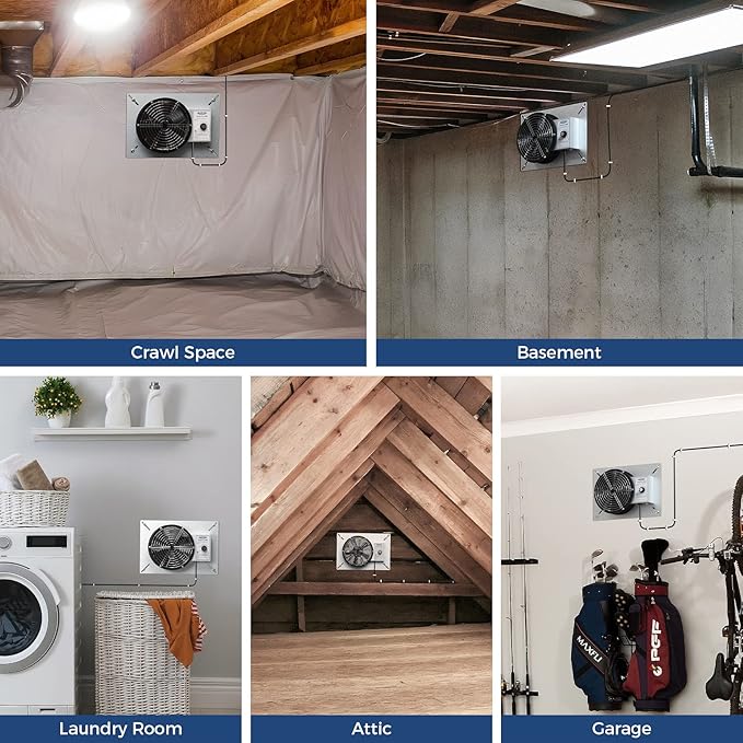 ALORAIR 540 CFM IP-55 Grade Crawlspace Ventilation Fans with Humidistat & Thermostat, 8.7 inches Basement Vent Fans with Isolation Mesh, Ventilator Fan for Crawl Space Basement Attic Garage, Exhaust - Image 6