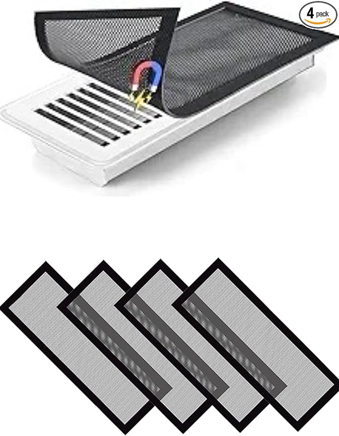 Magnetic Vent Covers Screen 4 Pack - 4x10 Inch Air Vent Filters with Durable PVC Frame, Washable Mesh Screen for Home HVAC, Floor Registers & Vents - Secure Fit, Easy Installation by Unknown